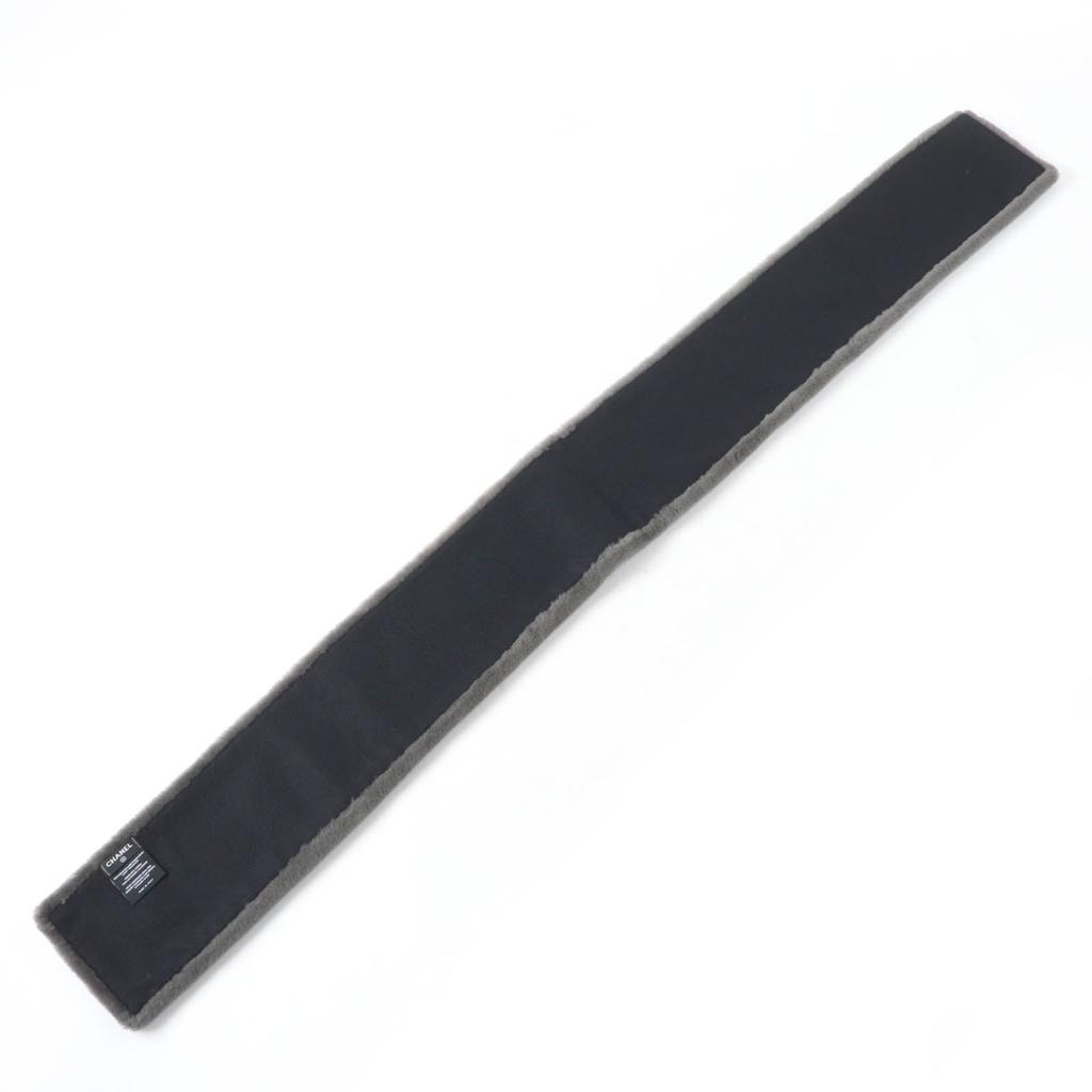 Chanel Shawl COCO Mark Logo Design Tippet Gray Mouton Women 20B AA7074 Used