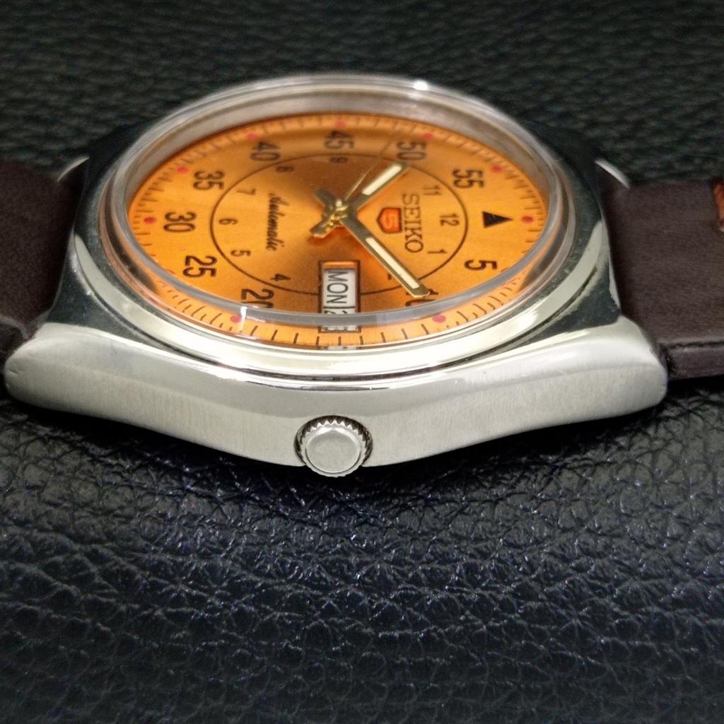 Seiko 5 AUTOMATIC JAPAN MENS 6309A VINTAGE ORANGE COLOR DIAL WATCH A701259-5 R206a-a701259