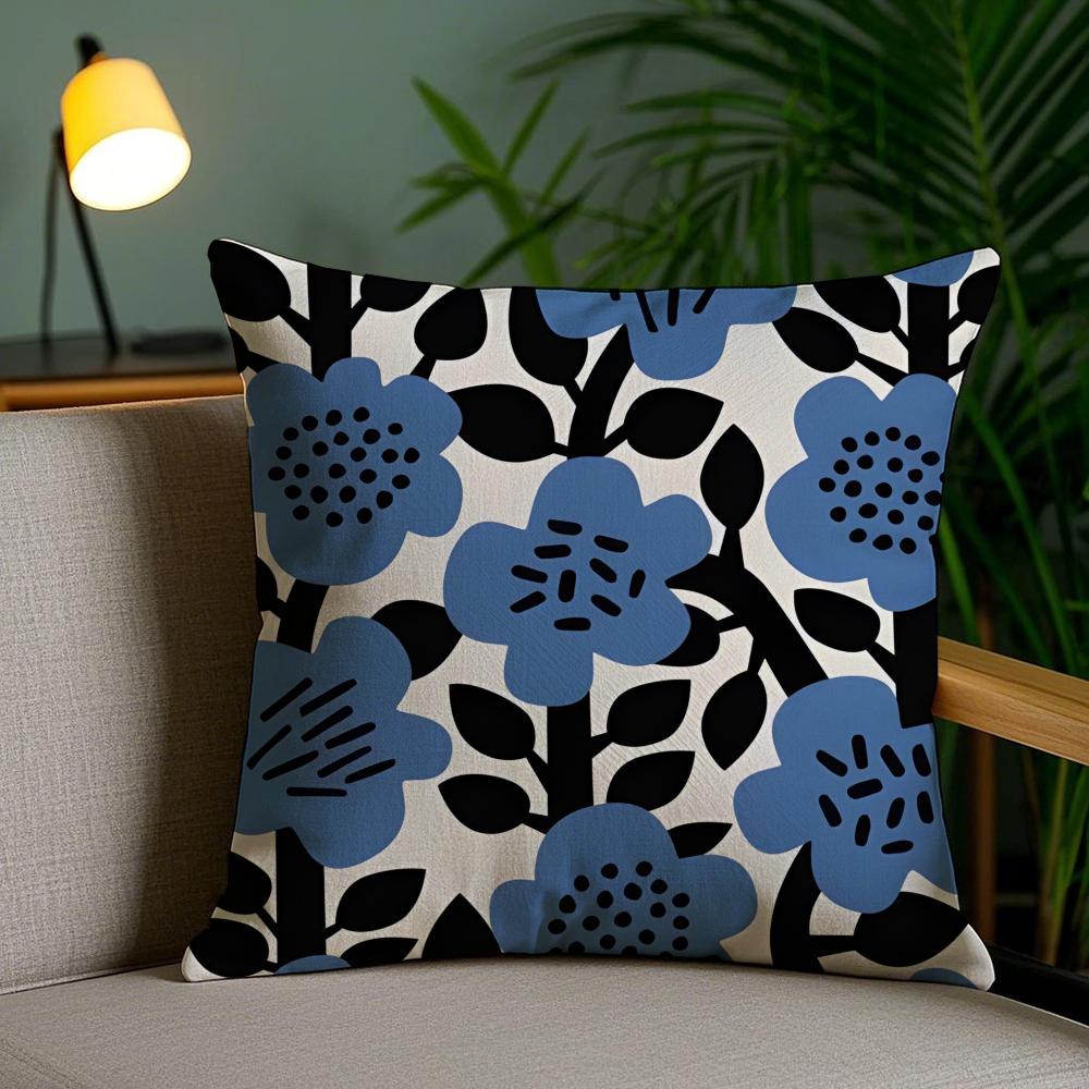 Flower Design Cushion Cover Soft Short Plush Double-Sided Printing Home Decor Machine Washable Pillow Case Gift