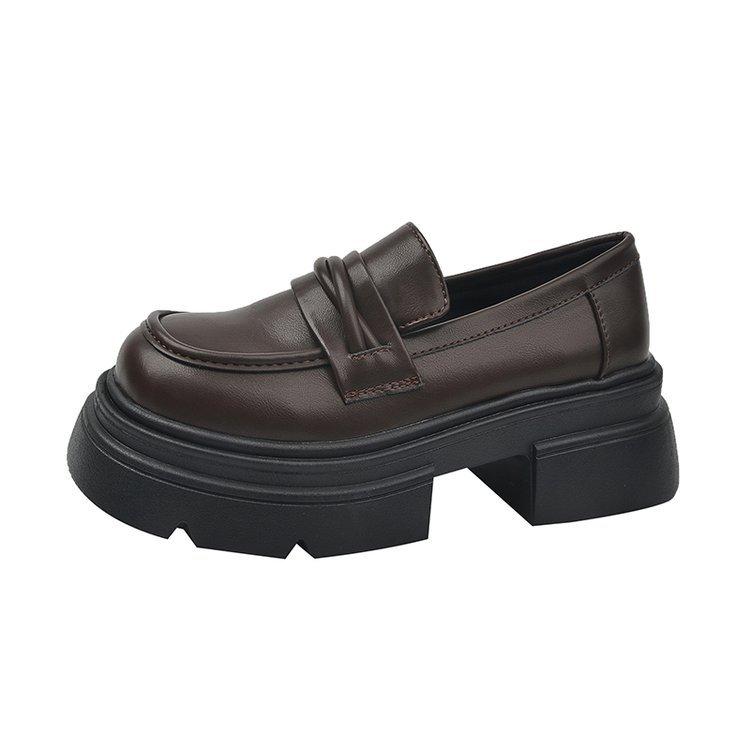 Platform British style small leather shoes women's spring 2025 new women's shoes black versatile loafers one-pedal single shoes