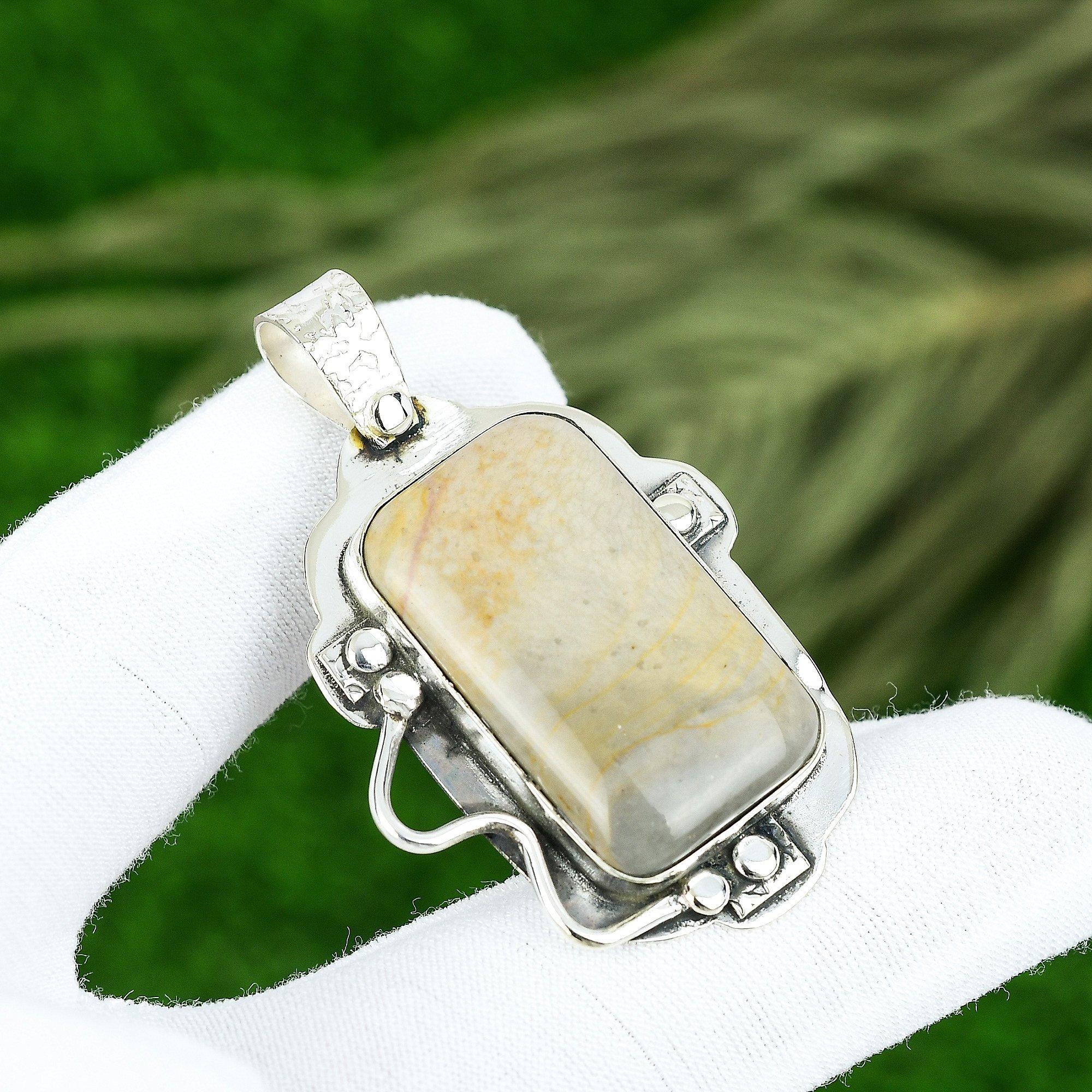 

Friendship Day Sale 925 Silver Natural Landscape Jasper Ethnic Pendant Jewelry