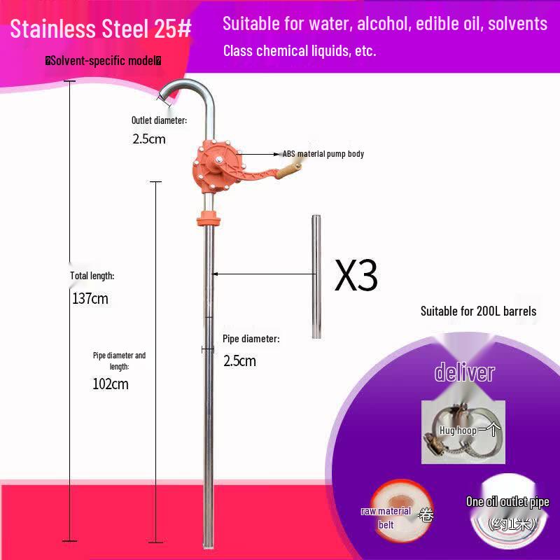 Yunduo Solvent-Resistant 304 Stainless Steel Hand Crank Oil Pump