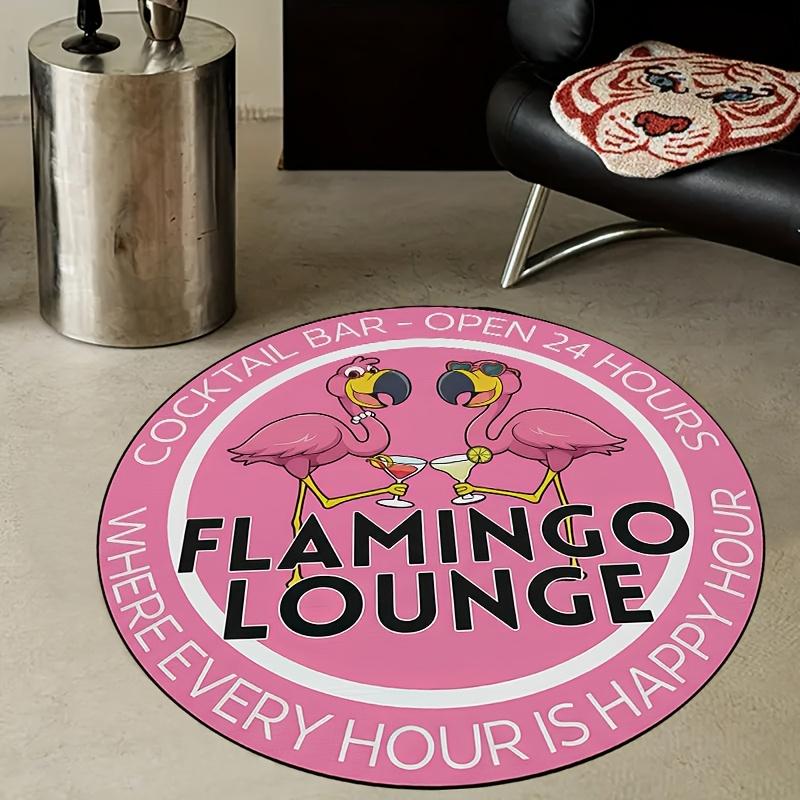 Traditional Elegant Dual Cranes and Clouds Print Round Area Rug for Living Room, Bedroom and Commercial Space Decor