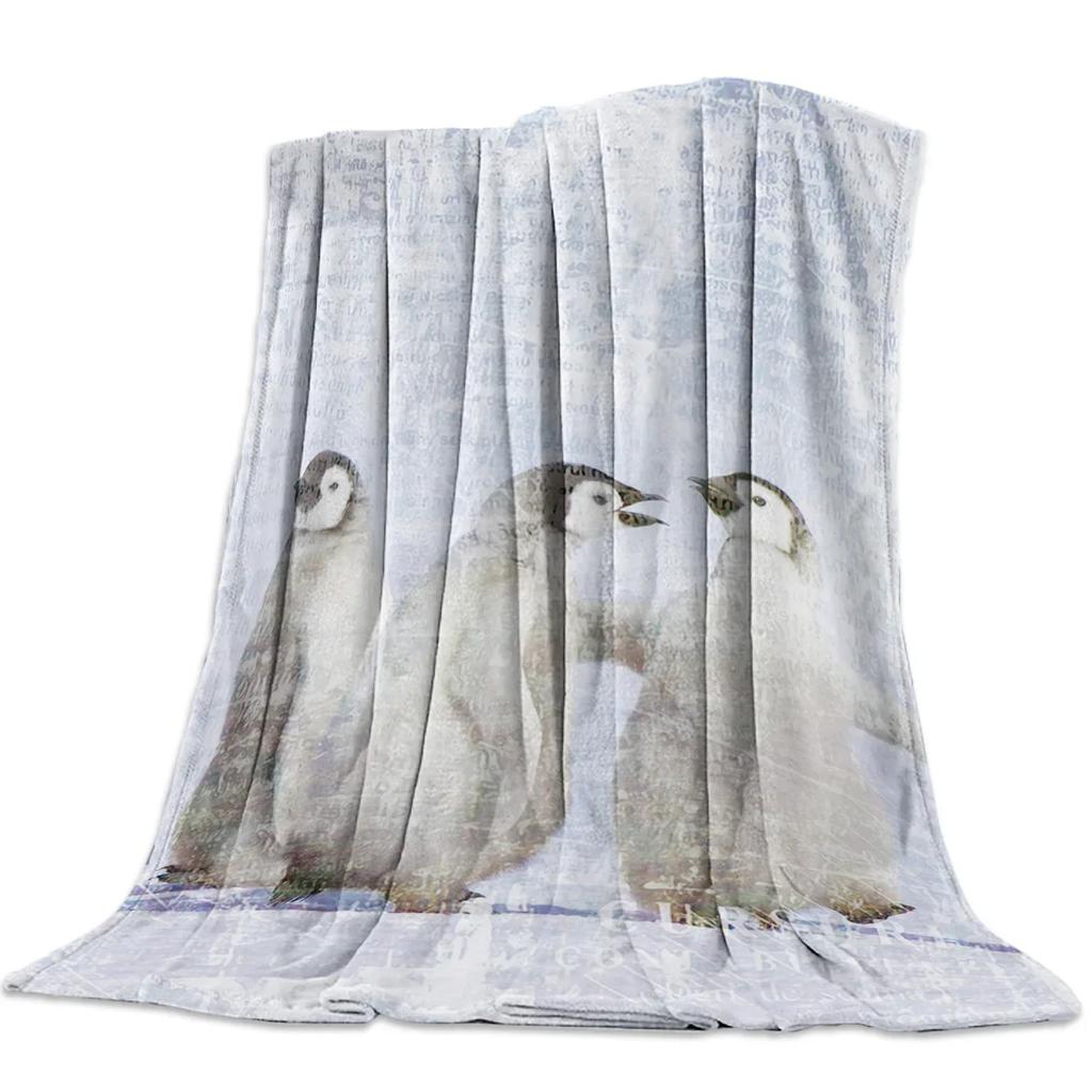 Custom Blanket Home Textile Penguin Cartoon Background Feet Flannel Weighted Blanket Warm Soft Throw Sofa Bed Travel Blankets