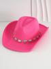 European, American and Western Cowboy Hat Top Hat Simple Versatile Metal Hollow Love Heart Hat Chain Hip Hop Punk
