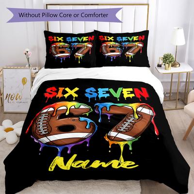 3pcs Custom Name 67 Bedding Set Duvet Cover Closure Includes 1 Duvet Cover & 2 Pillowcases, Soft and Comfortable for All Seasons.