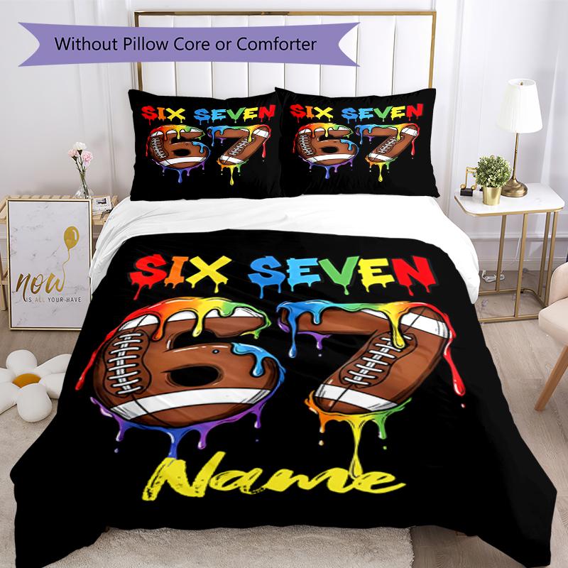 Set Biancheria da Letto Personalizzato 3 Pezzi Nome 67 Chiusura Copripiumino Include 1 Copripiumino e 2 Federe, Morbido e Confortevole per Tutte le Stagioni.