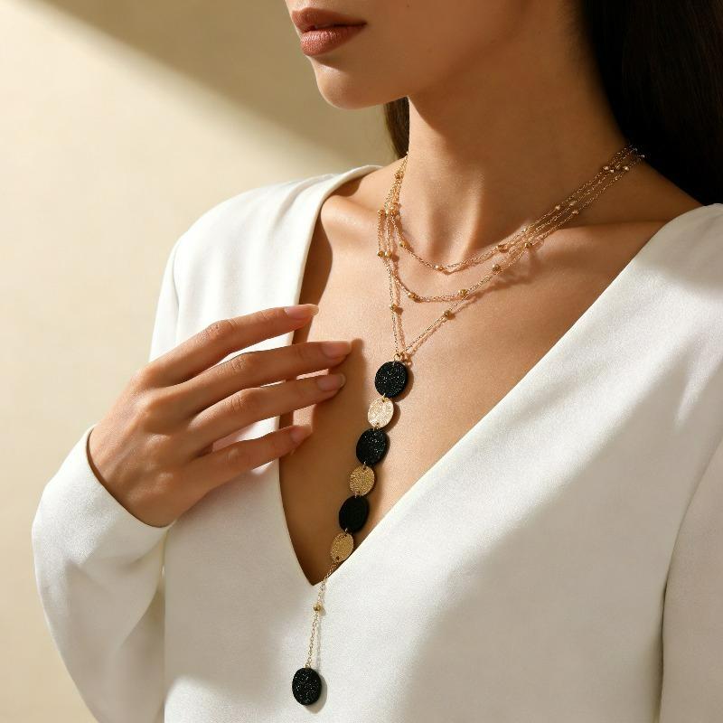 Geometric Necklace Korean Version Tassel Long Autumn and Winter Necklace Simple Niche Versatile