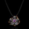 Exaggerated Sun Flower Purple AAAA Zircon Necklace 925  Fashion Black Gold Jewelry Women's Sweater Chain Party Gift
