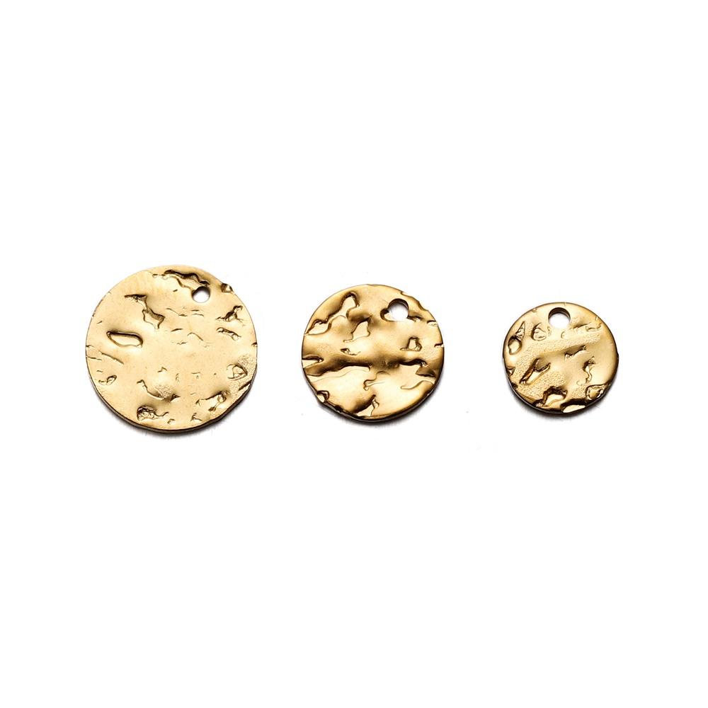 20-50pcs/lot Stainless Steel Gold Color Round Wrinkle Charms Pendant Accessories For DIY Necklace Bracelet Jewelry Making
