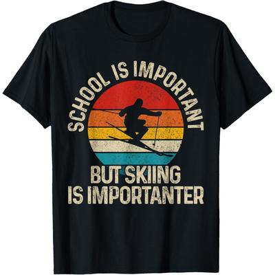 Schule ist wichtig, aber Skifahren ist wichtiger Lustiges Geschenk T-Shirt