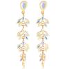 Fashion Gold Plated Leaf Drop Earrings For Women With Crystals Elegant Party Jewelry