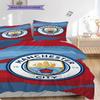 Manchester City Emblem Three-piece Set (1 * Duvet Cover + 2 * Pillowcase, Without Core) 2DFlat Duvet Cover and Pillowcase Christmas Birthday Gift