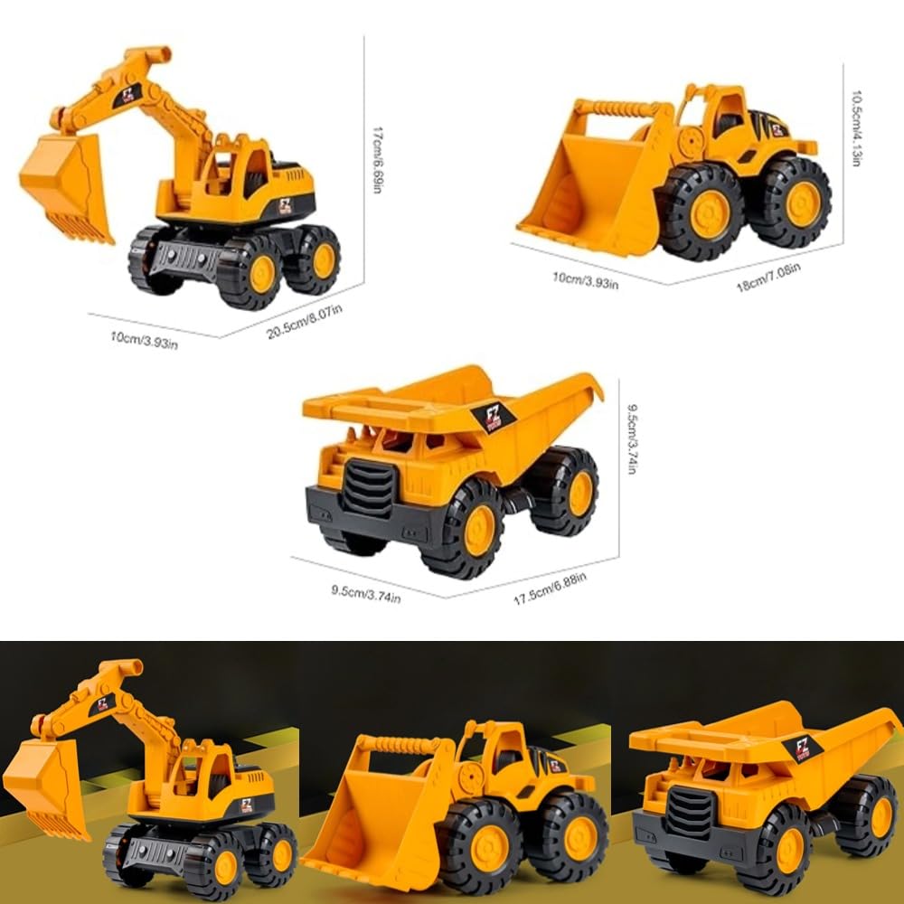 Itisyou Sand Play Toy Set, 3-Piece Set, Dump Truck and Construction Vehicle Set for Sandbox Play, Heavy Machinery, Construction Site, Park, and Ages