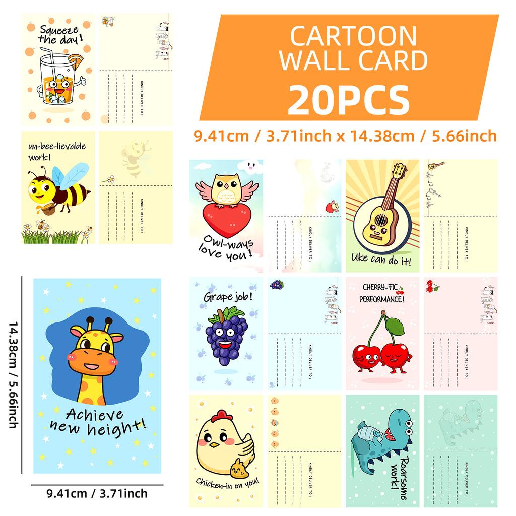 20 Cartoon Puns Series High-Value Postcards Macaron Color Gentle Decorative Card Gifts