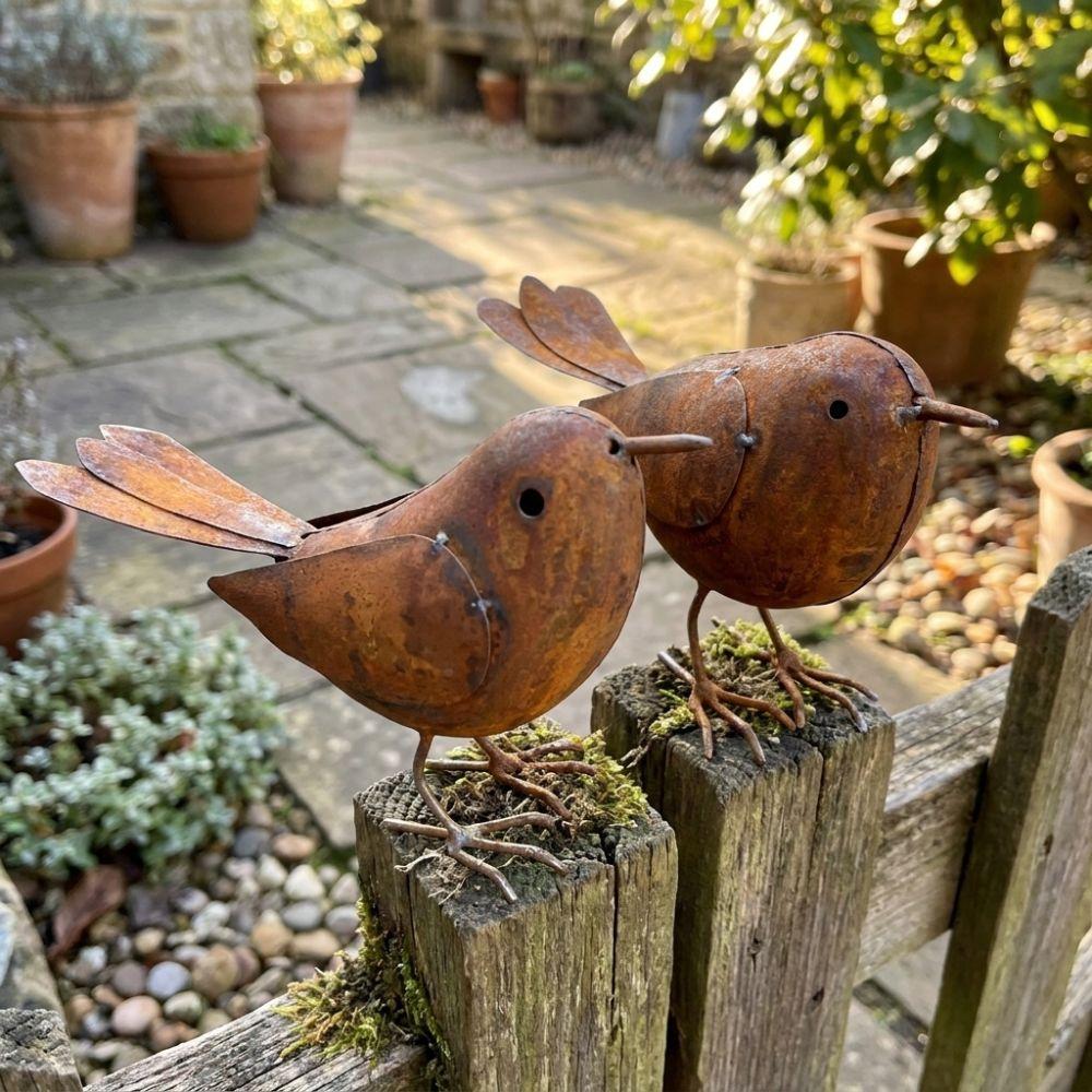 Rustic Metal Bird Sculptures Funny Retro Bird Statue Small Bird Figurine Bird Enthusiasts Gift