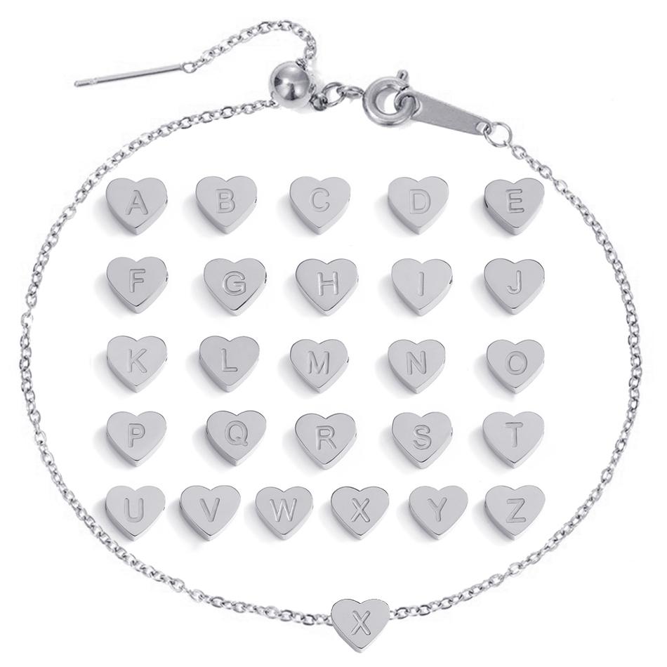 Letter Heart Alphabet Initial Name Women Bracelet Charms  Pendant Golden Plated Handmade Bracelet Zircon Wholesale Dropshipping
