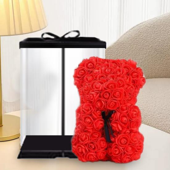 Rosenbär-Geschenk, 11-Zoll-Rosenbär mit künstlicher Blume und LED-Licht, konservierte Blumen, Bärengeschenk zum Valentinstag für Liebhaber, Partner, Freund