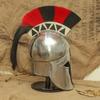 Handmade Greek Corinthian Helmet  Silver Spartan Warrior Armor  Plume Crested Cosplay Prop