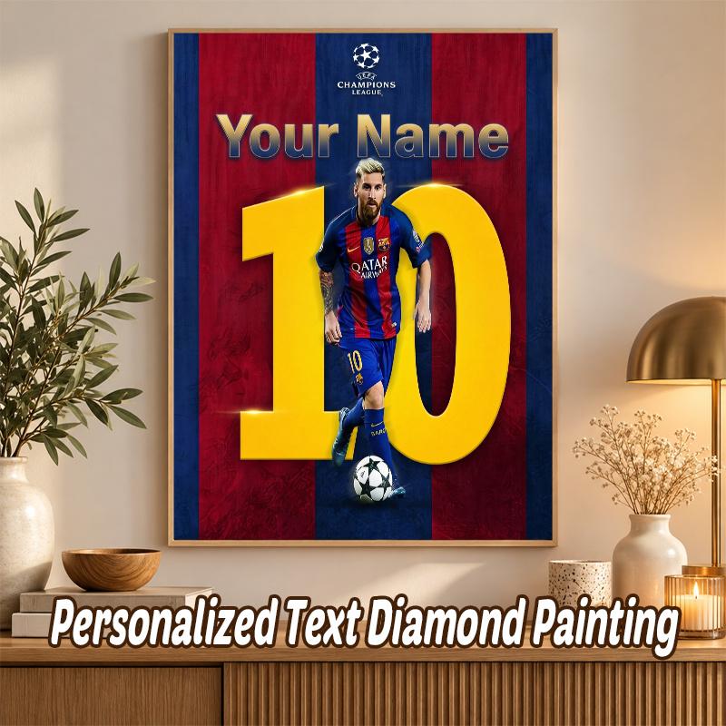 Lionel Messi Custom Name Text 5D Diamond Painting Kit DIY Full Drill Diamond Art Decoration