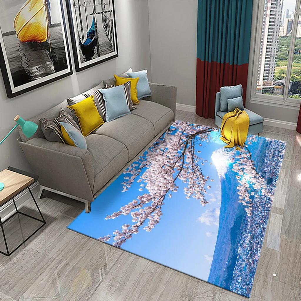 3D Pink Cherry Blossoms Pattern Carpet for Living Room Bedroom Kitchen Area Rug Carpet Home Decor Parlor Floor Mat Anti-Slip Rug