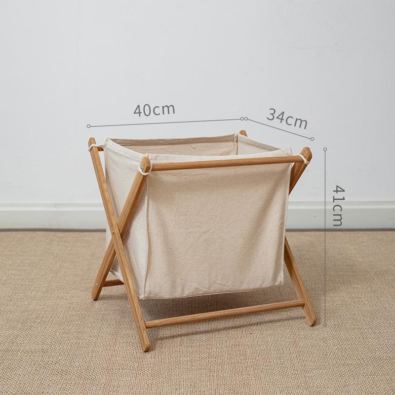 Solid Wood Foldable Laundry Basket for Bedroom and Bathroom Storage