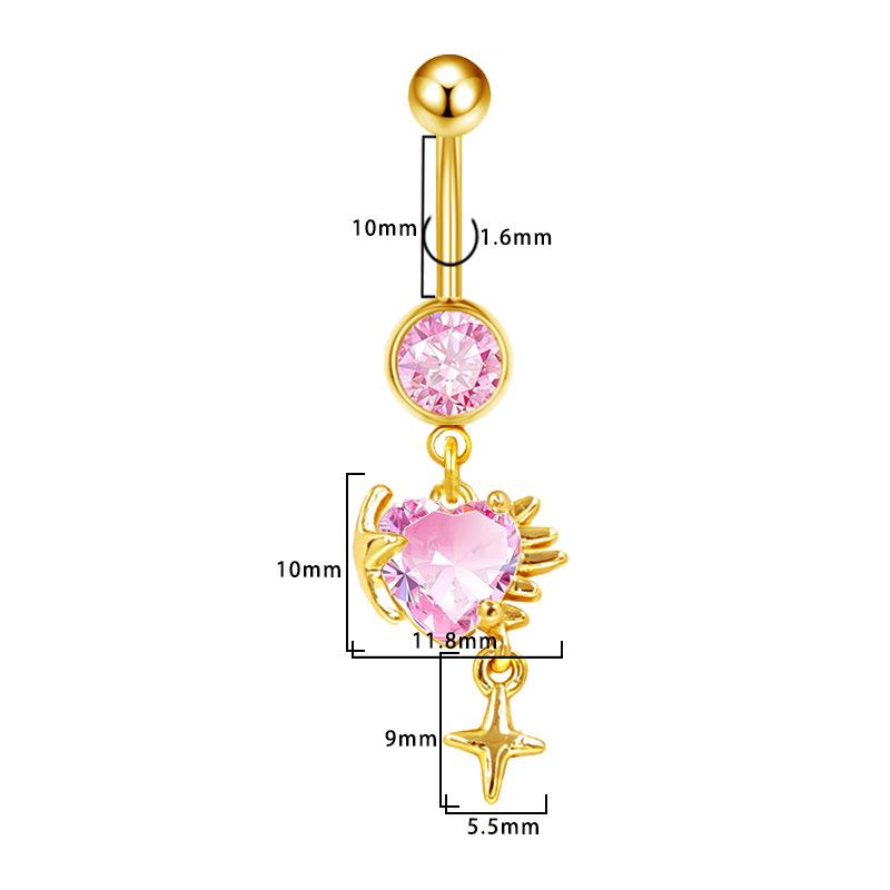 Heart-Shaped Water Drop Navel Ring - Trendy European & American Style