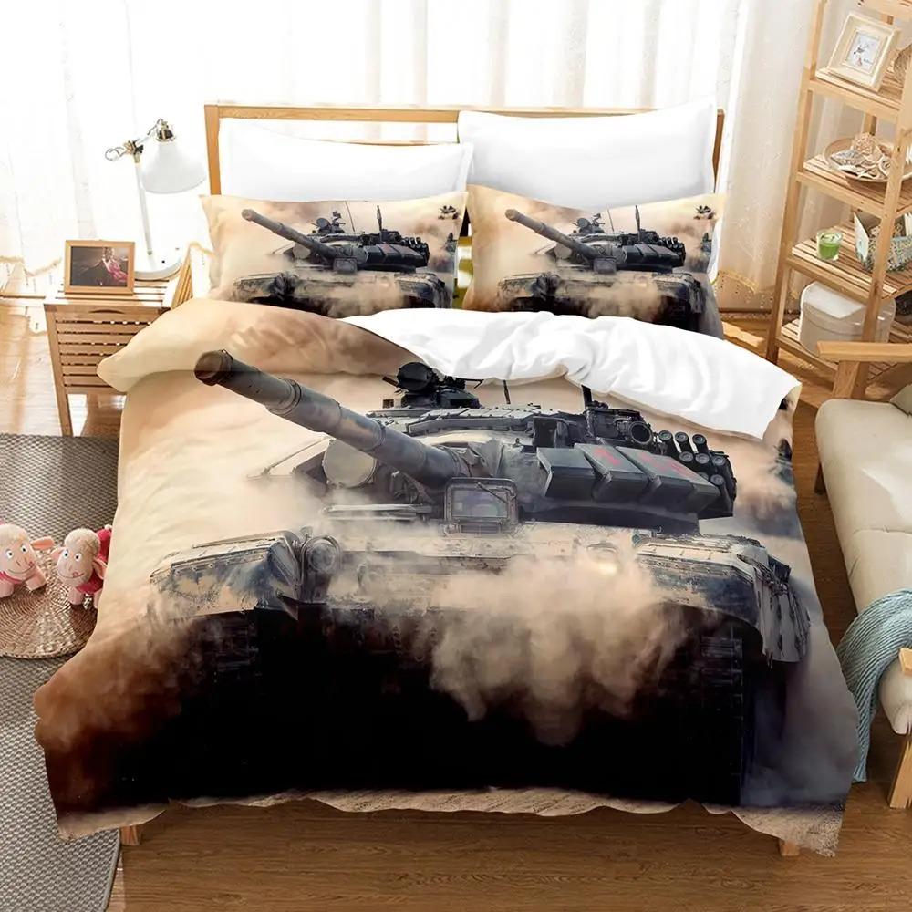 Tank Duvet Cover Set King Size War Theme Bedding Set Dirt Bike Quilt Cover For Kid Boys Men Comfortable Microfiber Quilt Cover