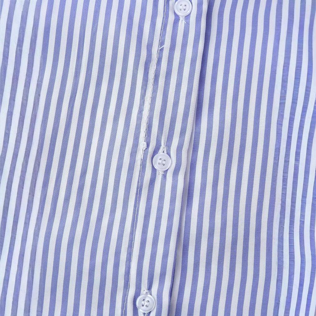 2025 Spring Women's Fashion: European & American Style Embroidered Striped Shirt