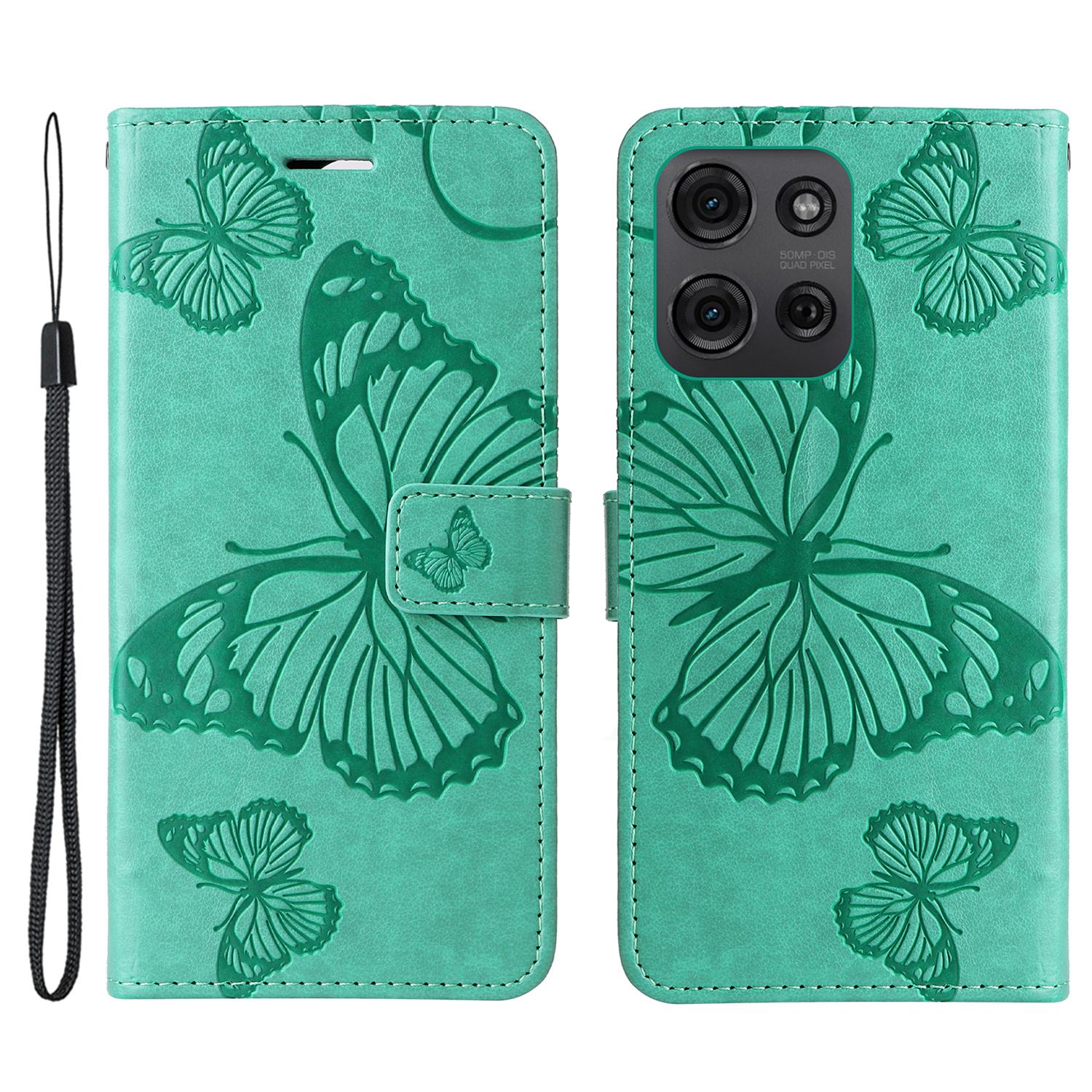 

For Motorola Moto G75 5G Wallet Case Floral Butterfly Imprinted Leather Phone Cover Stand C