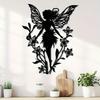 Iron Nature Elf Wall Sculpture Fairy Dandelion Sprite Metal Art Garden Decor Home Accent Holiday Gift