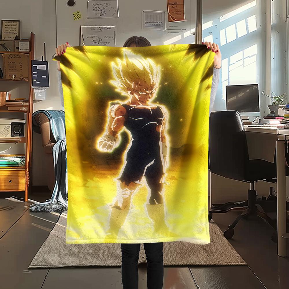 Vegeta Dragon Ball Pattern Flannel Blanket, High Quality Comfortable for All Seasons, Home Decor, Warmth and Comfort, Perfect for Gifts.