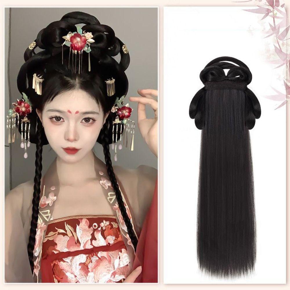 Vintage Headwear Hanfu Wig Headband Long Hanfu Cosplay HairPieces Chinese Ancient Wig Women