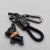 French Bulldog Keychain Handmade Genuine Leather Braided Rope Key Chain with Anti-Loss Strap for Women Men Car Key Organizer