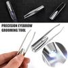 Stainless Steel Eyebrow Clip with LED Light Professional Lighted Eyebrow Tweezers Eyelash Brow Hair Removal Clamp Women Makeup Tools
