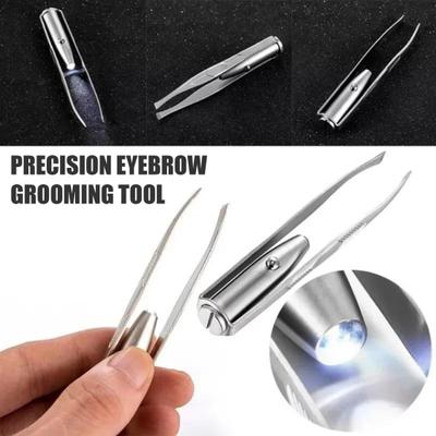 Edelstahl Augenbrauenpinzette mit LED-Licht Professionelle beleuchtete Augenbrauenpinzette Wimpern