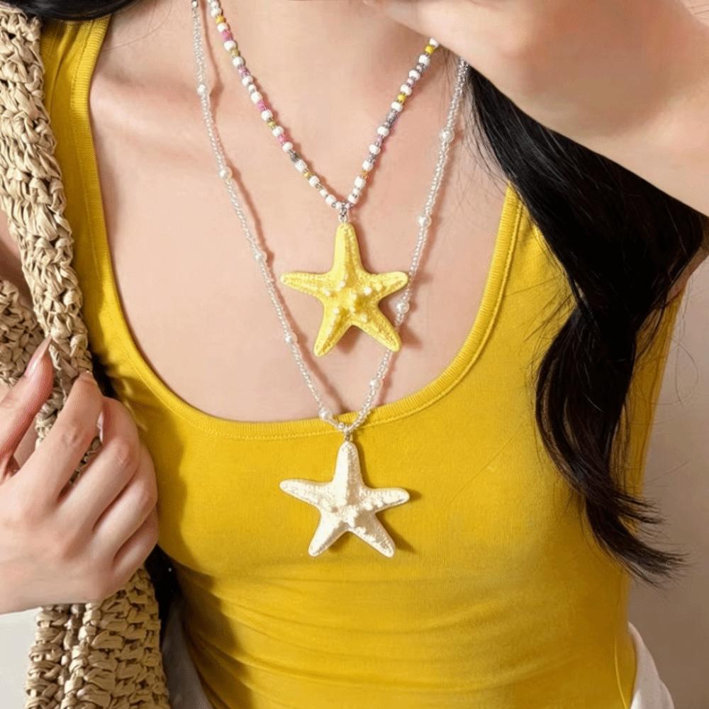 Beach Surfer Starfish Choker Bohemian Summer Clavicle Chain Fashion Starfish Necklace  Summer
