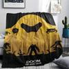 1PC Doom Print Flannel Blanket, High quality Comfortable for All Seasons, Home Decor, Warmth and Comfort, Perfect for Christmas Gifts
