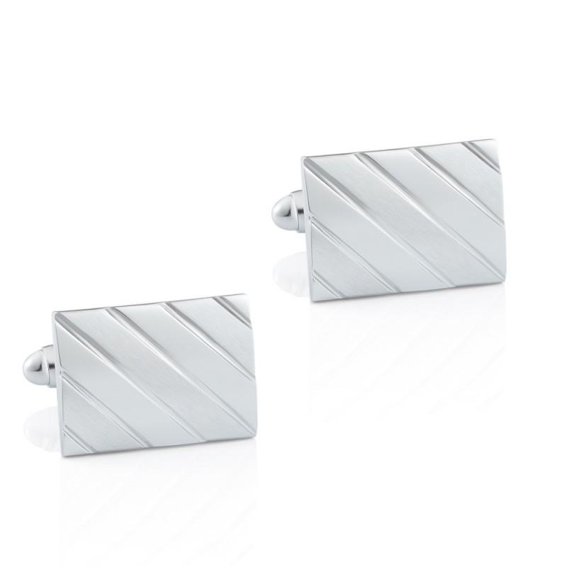Rectangular Diagonal Plated Silver Smooth Metal Cufflinks Men s French Shirts In Foreign Trade CL-C202