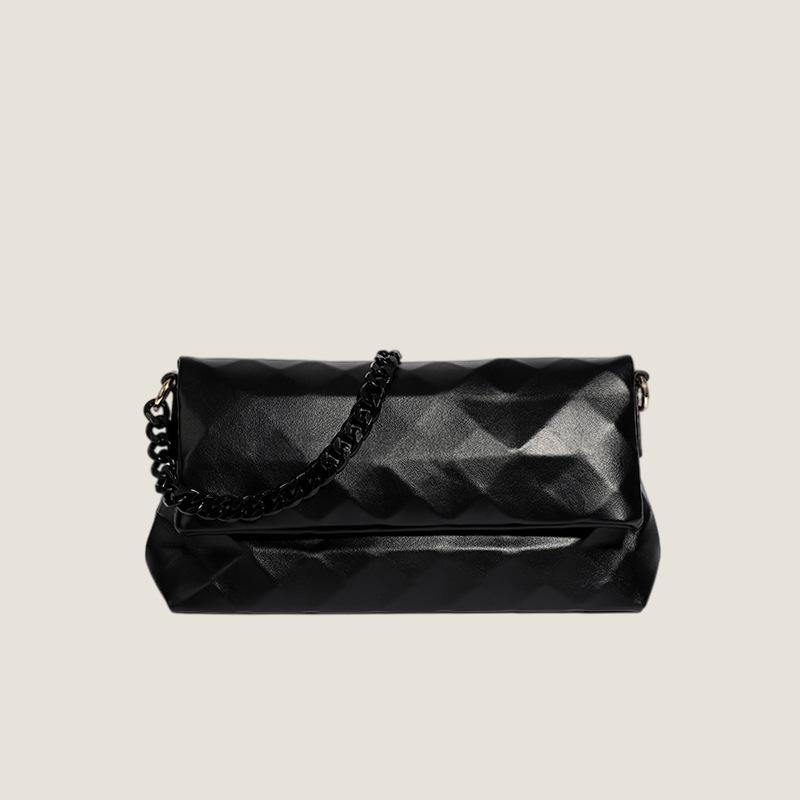 

A Niche Geometric Folding Casual Chain Tote Bag with A Three-dimensional Diamond Grid, Versatile Single Shoulder Crossbody Bag for Women чёрный