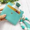 Silicone Bracelet Keychain Wallet Beaded Wristlet Credit Card Holder with Tassel Slim Card Wallet with ID