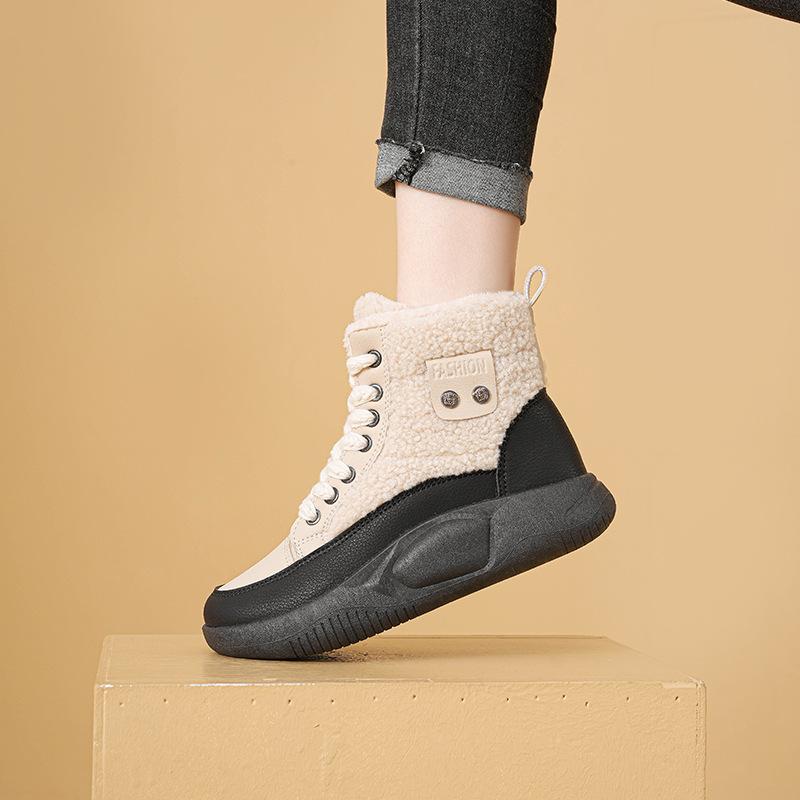 Winter neue Samt-High-Top-Studenten-Ins-Warme-Lässige-Höhensteigernde-Baumwollschuhe T