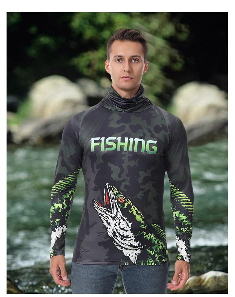 Men's Summer Quick-Dry Fishing Hoodie with UV Protection and Sunshade Mask