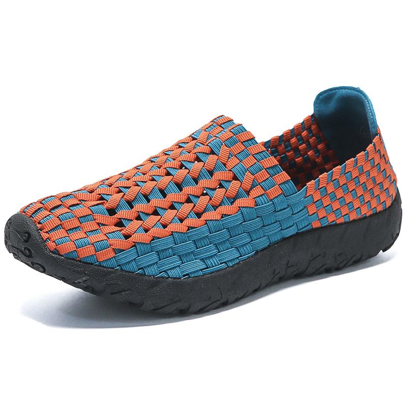 Sneakers Estive da Uomo Nere Treccia Spiaggia Morbide Leggere Scarpe Sportive Casual Tessuto Traspirante Slip on Ballerine