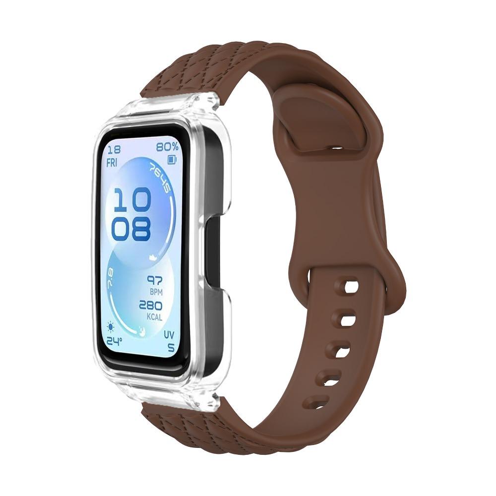 Microwave Pattern Solid Color Strap+PC Case for Huawei Band 11/11pro Soft Silicone Sports Watch Strap for Huawei Band 11/11pro
