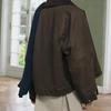 Fall and Winter New Women's Fashion Style Lapel Long Sleeves Corduroy Neckline Waxing Leather Jacket Coat 4369241