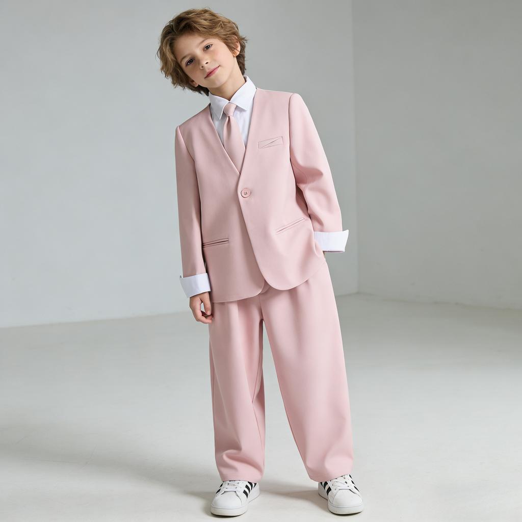 Completo da Bambino Primavera Nuovo Set Smoking Formale per Ragazzo Blazer Cravatta Pantaloni Set per Pianoforte Presentatore Discorso Cerimonia Outfit Scolastico Bambino Piccolo 8 10 Anni