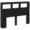 LED Headboard with Shelves Black Oak Effect 140 x 17 x 102 cm
