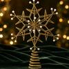 Iron Snowflake Tree Topper Pearl Accent Xmas Tree Top Ornament  Christmas Scene