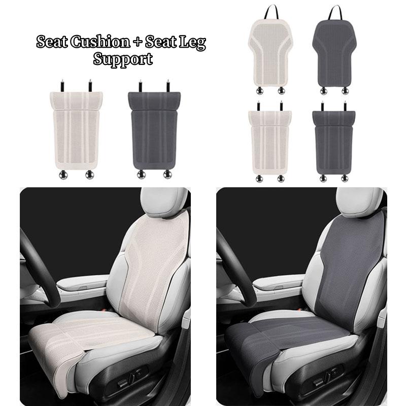 Car Seat Cushion with Leg Support Leather Breathable Seat Pad Memory Foam Extender Leg Cushion Universal Car Seat Protect Cover